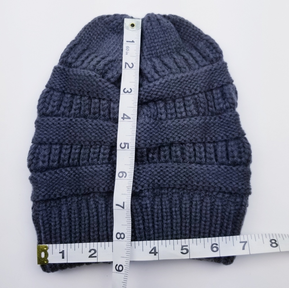 CC Hat Beanie Knit Warm Breathable Stretchy Bun - Picture 5 of 6